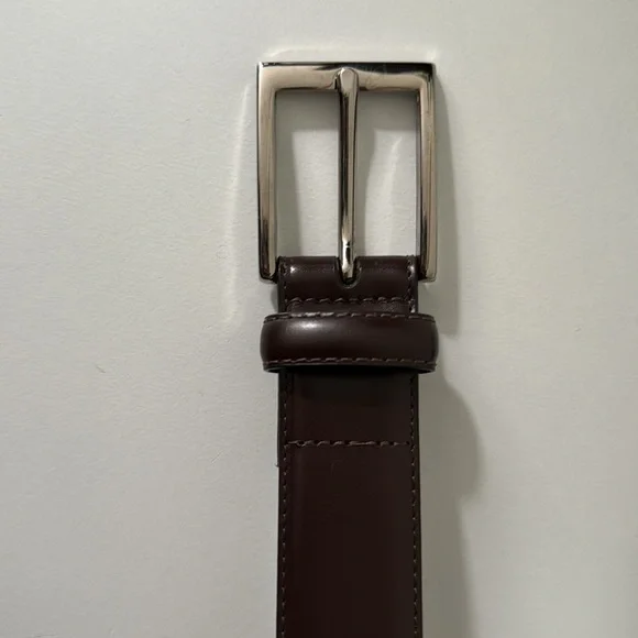 Italy Broocks Brothers Silver Buckle Leather Dress Belt 36